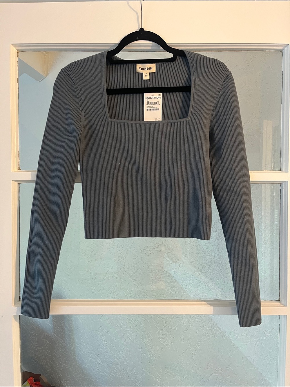 Square neck cable knit crop